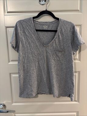 Madewell Heather Gray V-Neck Pocket Tee